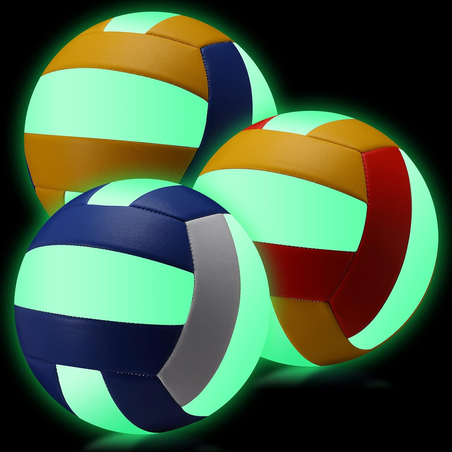 Libima 3 Pcs Glow in The Dark Volleyball Official Size 5 with Pump Bag Light up Volleyball for Adult Child Indoor Outdoor Training Game Sport Graduation Gift