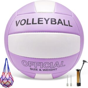 Volleyball Official Size 5 for Indoor Outdoor, Thicker PU Soft Volleyball Beach Volleyball for Girls Boys Teenager Adults, Volleyball Kit for Beach Game Gym Training Beginner