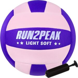 Super Soft Light Volleyball – Safe and Quiet Fabric Volleyball Ball for Indoor Play – Official Size 5 Kids Youth Beginners Lightweight Volleyballs Trainer for House Yard Training Practice