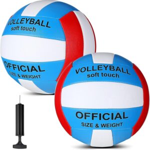 Lenwen 2 Pack Beach Volleyball Official Size 5 for Indoor Outdoor, Waterproof Soft Volleyball Volleyball with Pump for Adult Beginner Beach Game Gym