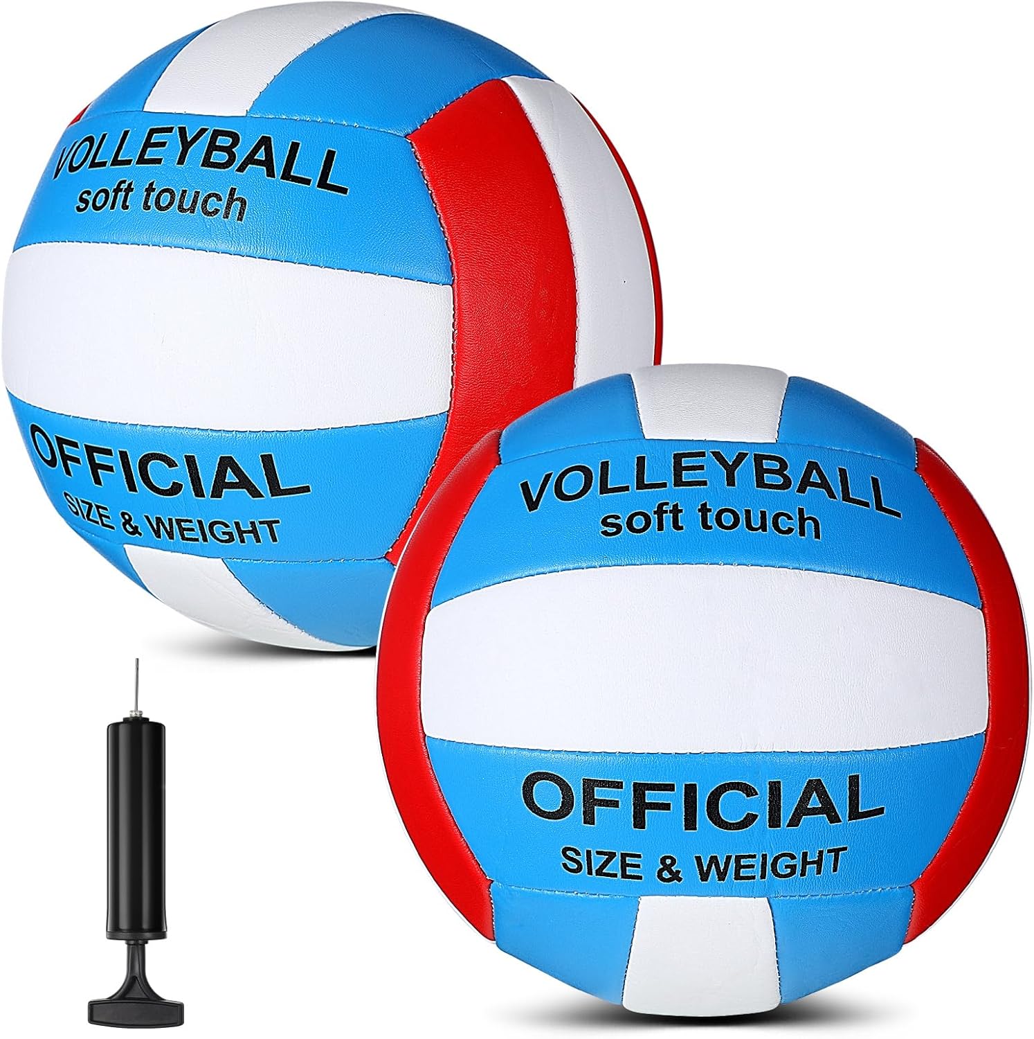 Lenwen 2 Pack Beach Volleyball Official Size 5 for Indoor Outdoor, Waterproof Soft Volleyball Volleyball with Pump for Adult Beginner Beach Game Gym