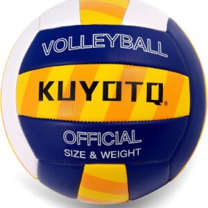 KUYOTQ Striped Outdoor Beach Volleyball, 3MM Thickened Surface Soft Leather Volleyball for Youth Mens,Beach Play,Game, in&Outdoor Training (Official Size,Deflated)