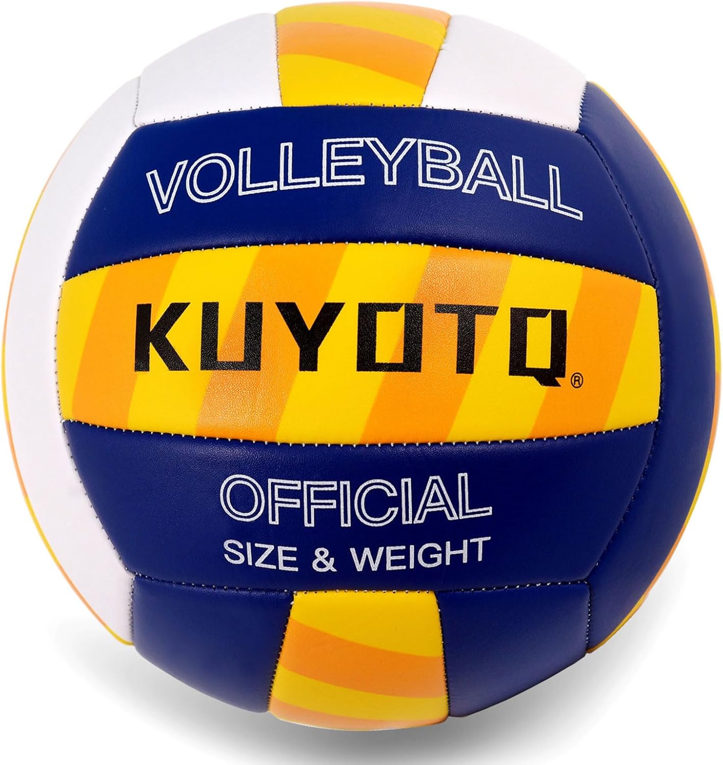 KUYOTQ Striped Outdoor Beach Volleyball, 3MM Thickened Surface Soft Leather Volleyball for Youth Mens,Beach Play,Game, in&Outdoor Training (Official Size,Deflated)