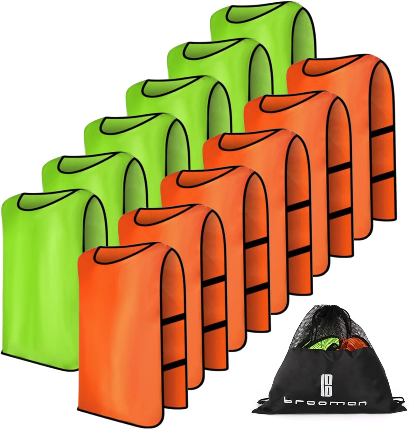brooman Scrimmage Training Vest Kids Youth Adult Soccer Practice Jersey Athletic Pinnies (12 &24 Pack)