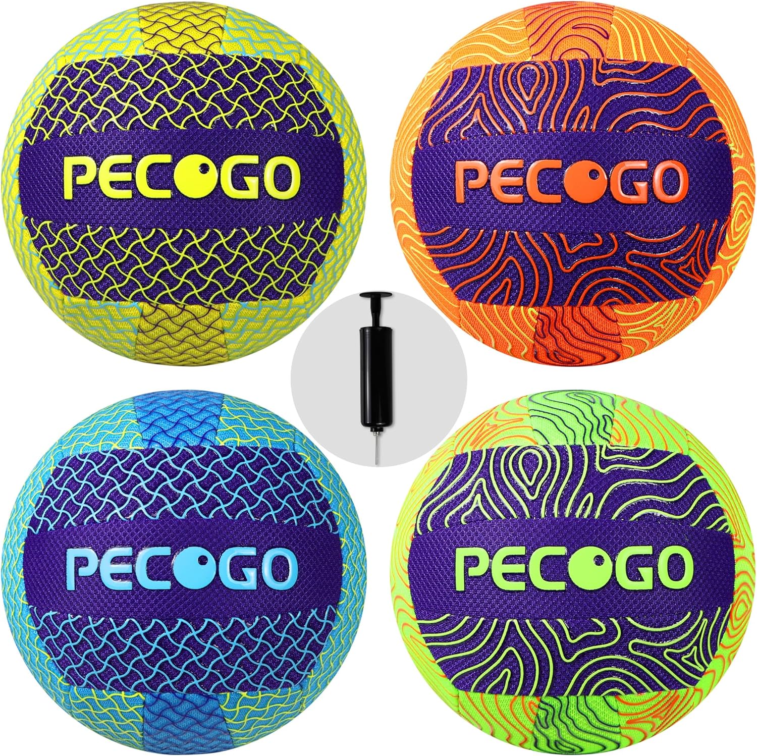 Waterproof Volleyball Size 5 – Perfect for Pool, Indoor & Outdoor Games – Durable, Lightweight, and Easy to Use for Beginners, Teens, and Adults (4-Pack with Pump)