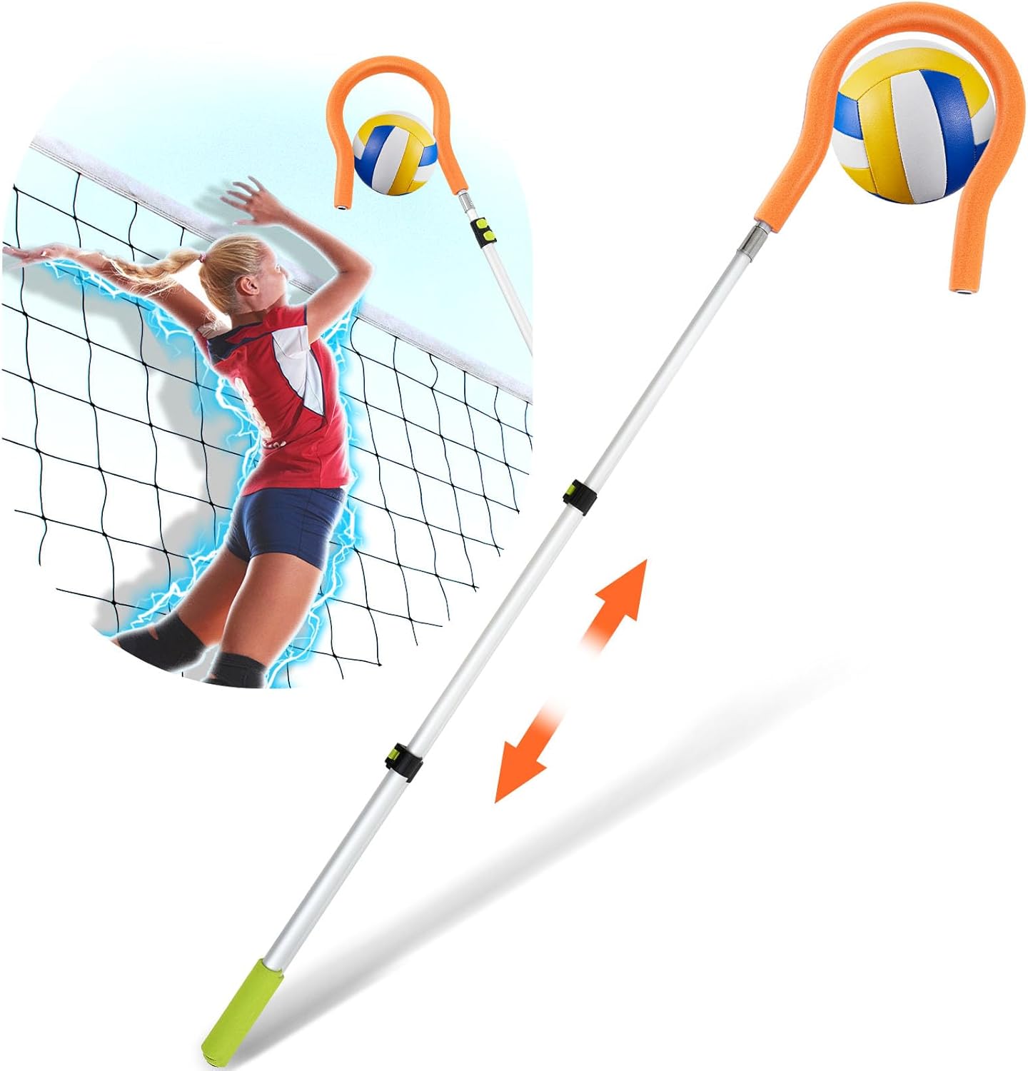 Adjustable Volleyball Spike Trainer with Question Mark Hook Volleyball Training Equipment Durable Lightweight Hitting Trainer Equipment Volleyball Holder for Serving Jump Spiking