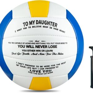Volleyball Gift for Daughter Personalized Indoor Outdoor Sports Balls,Engraved Message Volleyballs Official Size 5 Birthday Presents from Mom Dad,with Pump