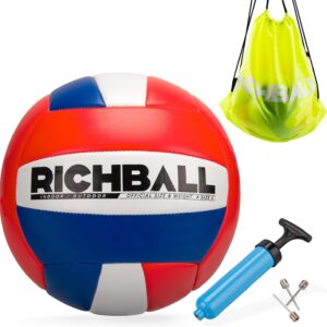 Richball Official Size 5 Volleyball, Waterproof Sports Training Play Volley Ball for Kids Teens Youth and Adults, Indoor Outdoor Beach Pool Gym Game Gift with Pump