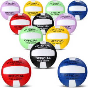 Jexine 12 Pcs Volleyball Official Size 5 Bulk Waterproof Recreational Soft Volleyball with 2 Pump Outdoor Indoor Training Beach Play Ball for Teenager Adult Gift Back to School