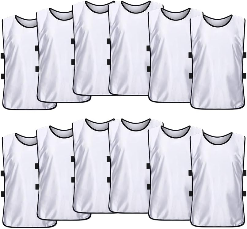 12 Pack Scrimmage Training Vest, Sports Pinnies, Practice Jerseys, Practice Vest for Adult Youth Kids.