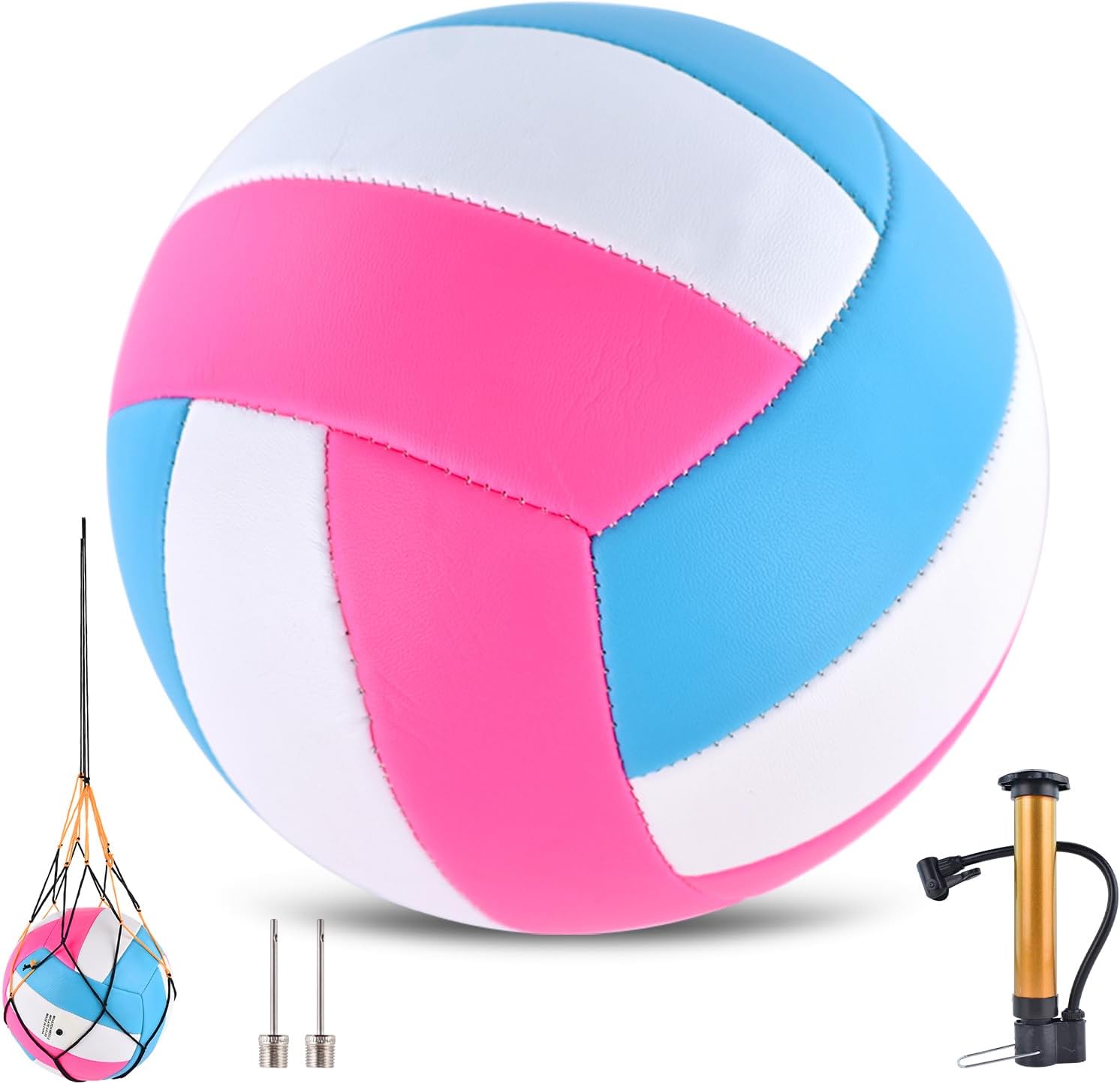 Volleyballs Official Size 5, Waterproof Soft Bulk Recreational Volley Balls with Pump and Net Bag for Indoor Outdoor Beach Pool Water Sand Game Training Match Gift for Beginner Teenager