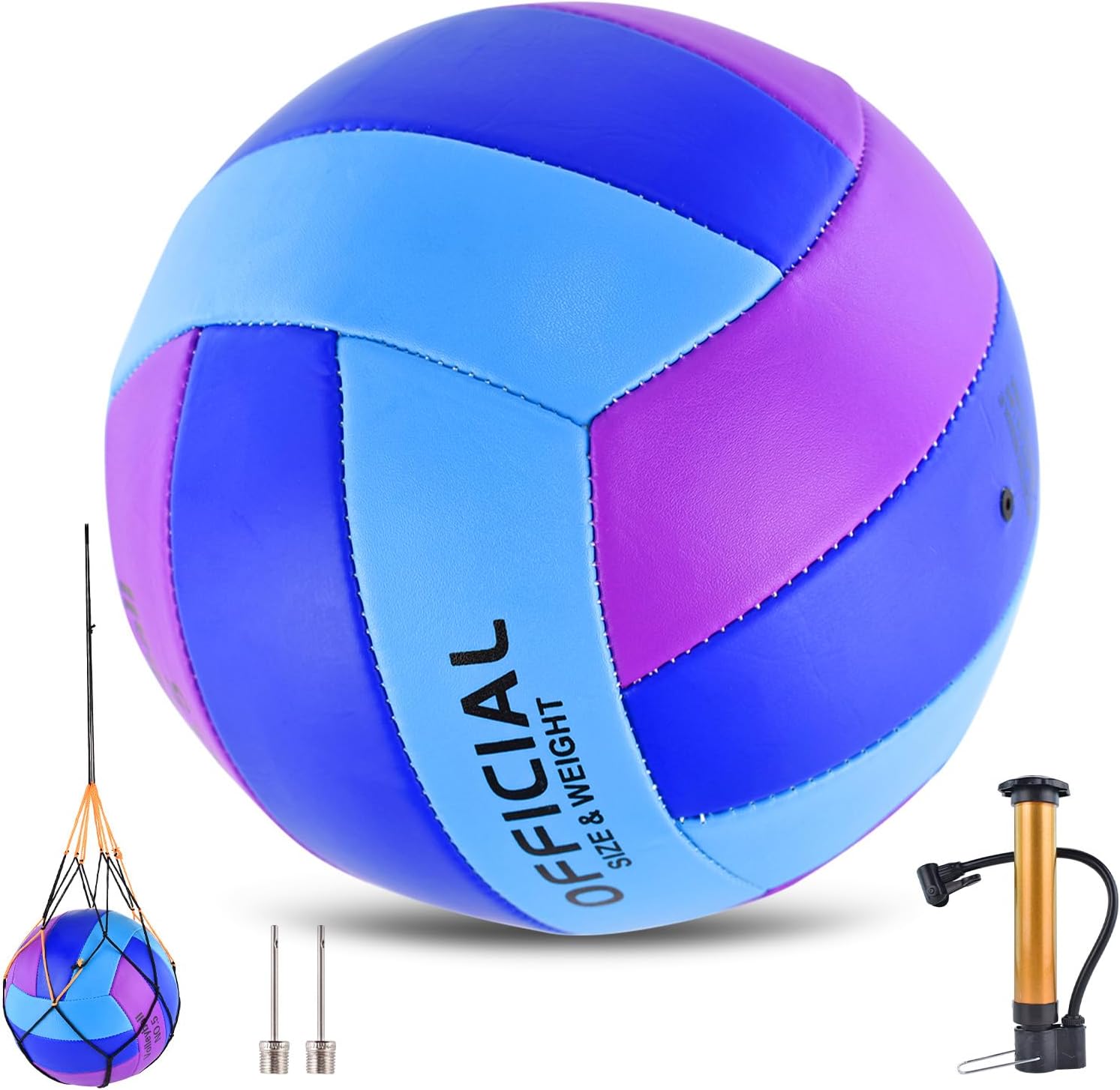 Volleyballs Official Size 5, Waterproof Soft Bulk Recreational Volley Balls with Pump and Net Bag for Indoor Outdoor Beach Pool Water Sand Game Training Match Gift for Beginner Teenager