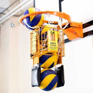 Volleyball Training Equipment Set, Ball Return System with Storage Basket, Professional Practice Pole