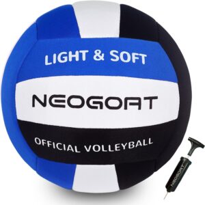 Soft Volleyball for Indoor Practice-Super Soft & Silent Fabric Indoor Volleyball Lightweight for Kids Youth Beginners, Perfect for House Yard Training Practice Games(Deflated,with Pump)