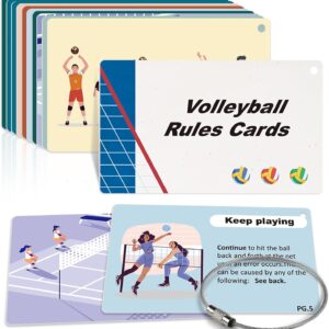 10 Pcs Volleyball Training Equipment Aid Cards for Rules 3×5 Inch Sports Exercise Card with Wire Keychain Volleyball Reference Card Coach Gifts Practice Accessories for Teens Beginner School Training