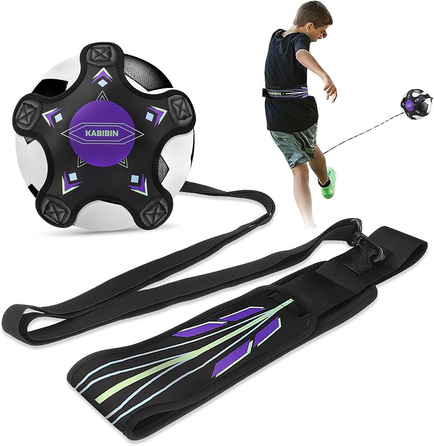 Soccer Ball/Volleyball Training Equipment, Solo Soccer Kick Trainer for Kids Adults, Soccer Practice Aid Bungee Waist Belt